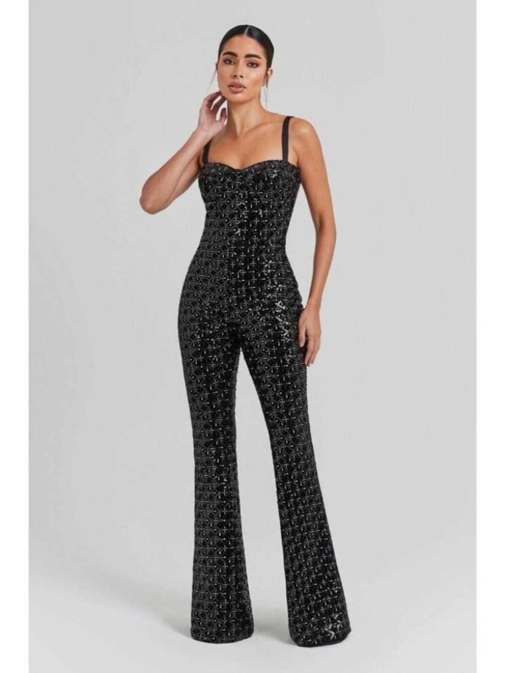 Nadine Merabi Hailey Black Jumpsuit Small NWT
